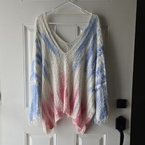 Pol Oversized Loose Knit Red White And Blue Sweater